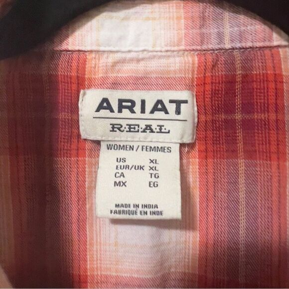 Ariat Womens Tulsa Long Sleeve Snap Red Plaid Country Western Shirt Extra Large - Picture 4 of 10